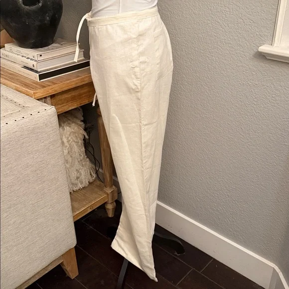 Banana Republic White Drawstring Linen Blend Wide Leg Resort Wear Pants Large - Picture 4 of 6